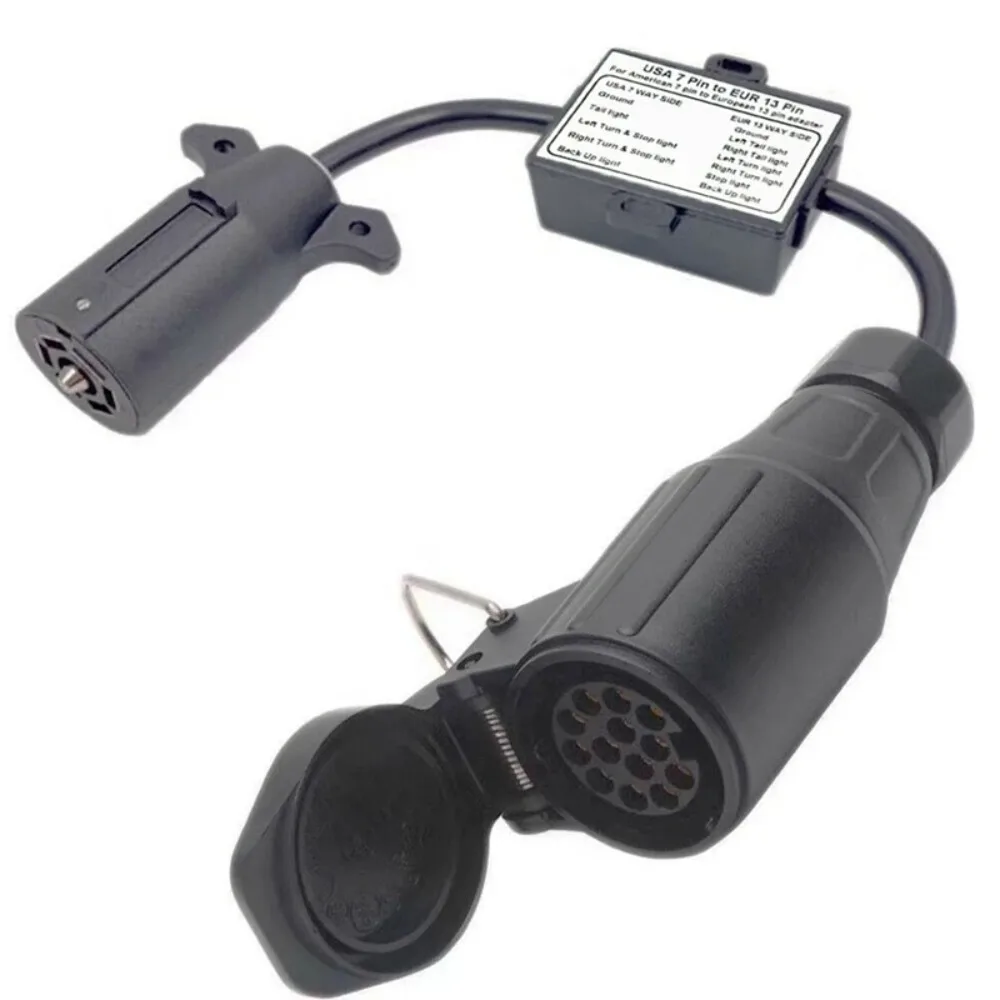 ZF-F Convertidor  luz  remolque  EE. UU. A Europa, enchufe plano  7 vías (Vehículo  EE. UU.) a enchufe redondo  13 p