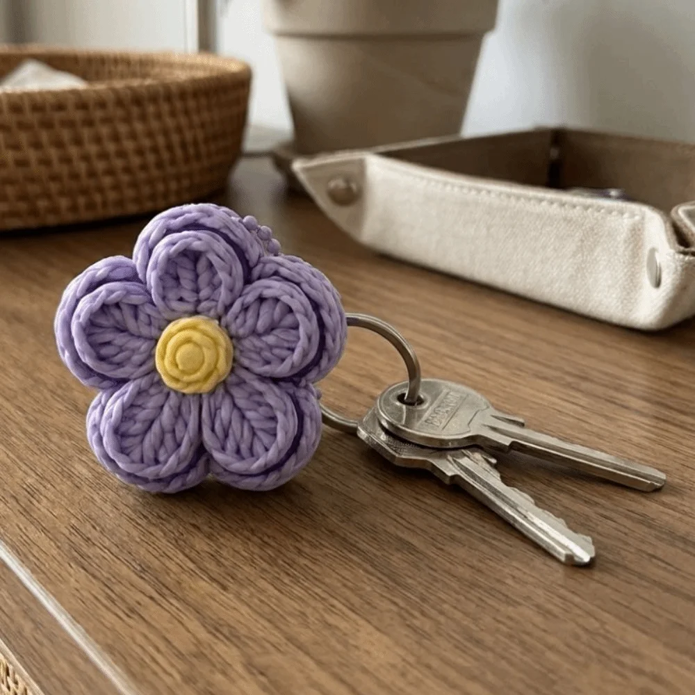 3D Print Flower Mechanical Clicker Keychain Clicker Mechanism Plastic Knit Texture Fidget Keychain Crisp Click Sound Simulation
