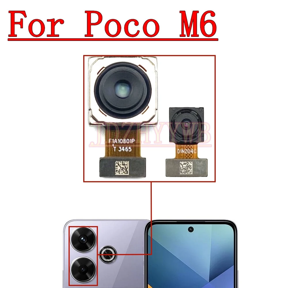 Front Back Camera For Xiaomi Mi Poco M6 Pro M6Pro 4G Backside View Wide Rear Camera Module Replacement Spare Parts