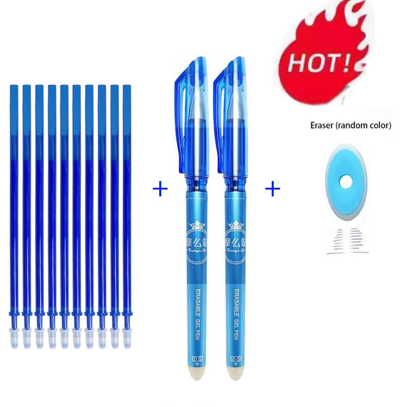 

13pcs Mix 0.5mm Erasable Gel Pen Refills Eraser Set Blue Black Ink Erasable Rod Washable Handle School&Office Writing Stationery