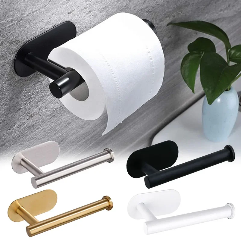 

1PC Toilet Roll Paper Towel Toilet Wall Holder Stainless Steel Organizers Holder Bathroom Self Adhesive Punch-Free Rack Tissue