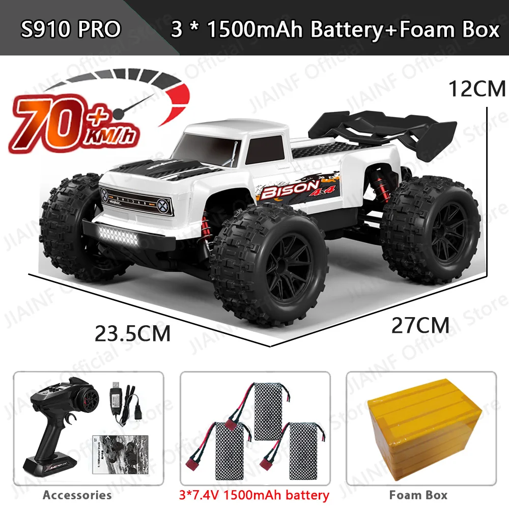 S909PRO S910PRO 1:16 70KM/H 4WD RC Car With LED Remote Control Cars High Speed Drift Monster Truck for Kid VS Wltoys 144001 Toys