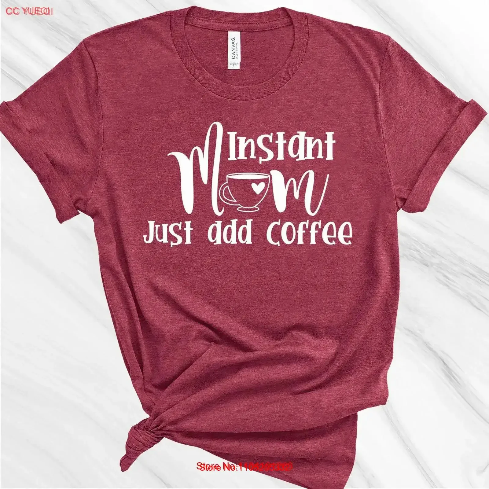 Instant Mom Just Add Coffee T Shirt Mother's Day for Funny Women's vintage Washed Top For Everyday Wear Breathable Slightly
