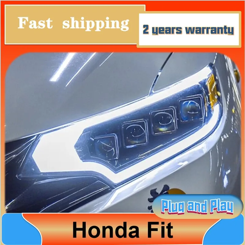 

Стайлинг автомобиля для Honda Fit фары 2014-2017 Φ дневные ходовые огни DRL сигнал поворота объектив ближнего и дальнего света проектора