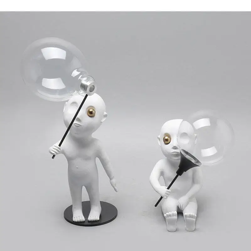 

Creative Blowing Bubbles Abstract Character Resin Sculpture Aesthetic Room Decor Crafts Figures Statue Desk Decoration Ornaments