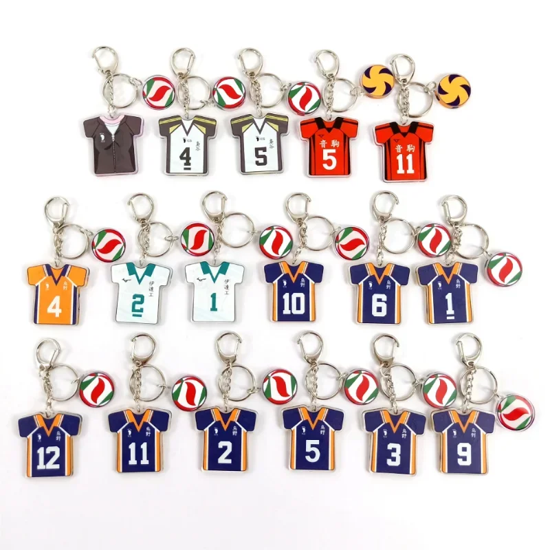 

Anime Haikyuu!! Keychain New Cartoon Volleyball Boy T-shirt Style Acrylic Keyring Bag Pendant Kawaii Car Key Holder Fans Gift