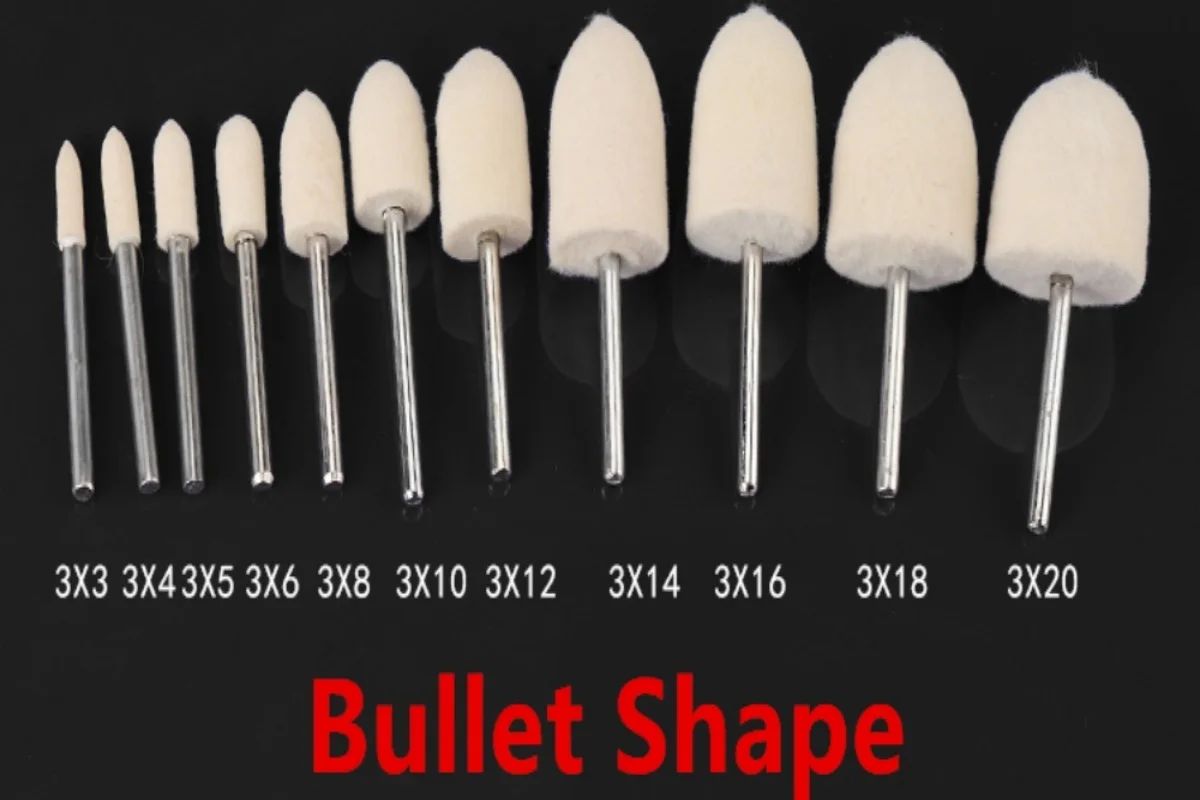 3 ミリメートルシャンクセットウールフェルト研磨ボブマウントポイント金型ミラー研磨ドレメルロータリーツール