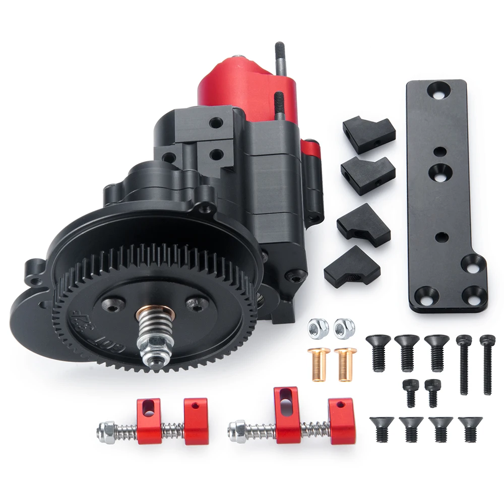 AXSPEED Metal Gearbox Complete Transmission Box with Dig Gear 2 Speeds for 1/10 RC Crawler Car Axial SCX10 Upgrade Parts