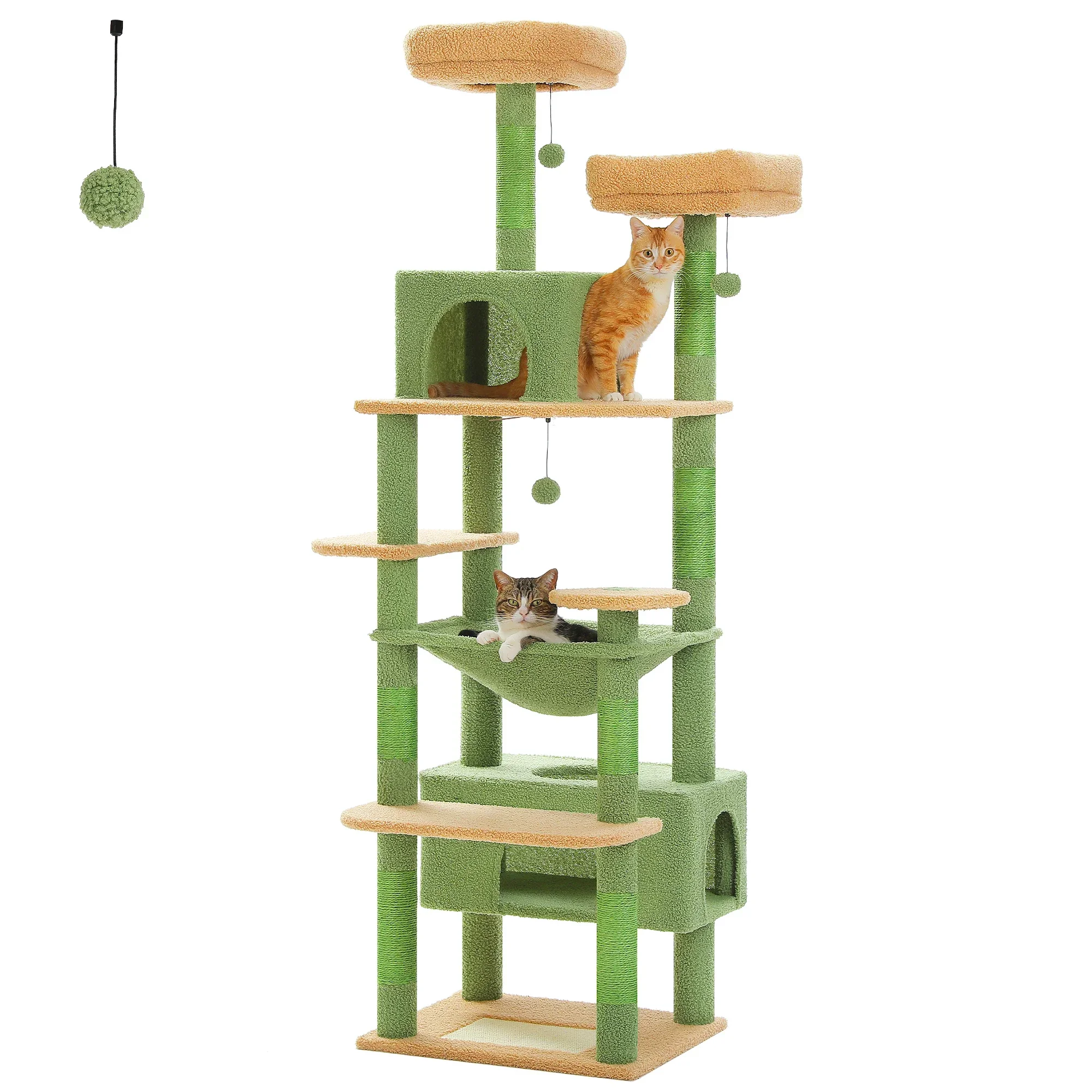 

%a 184cm Large Cat Tree Tower for Indoor Cats With Sisal-Covered Scratching Posts Spacious Hammock Padded Perches and Condos G