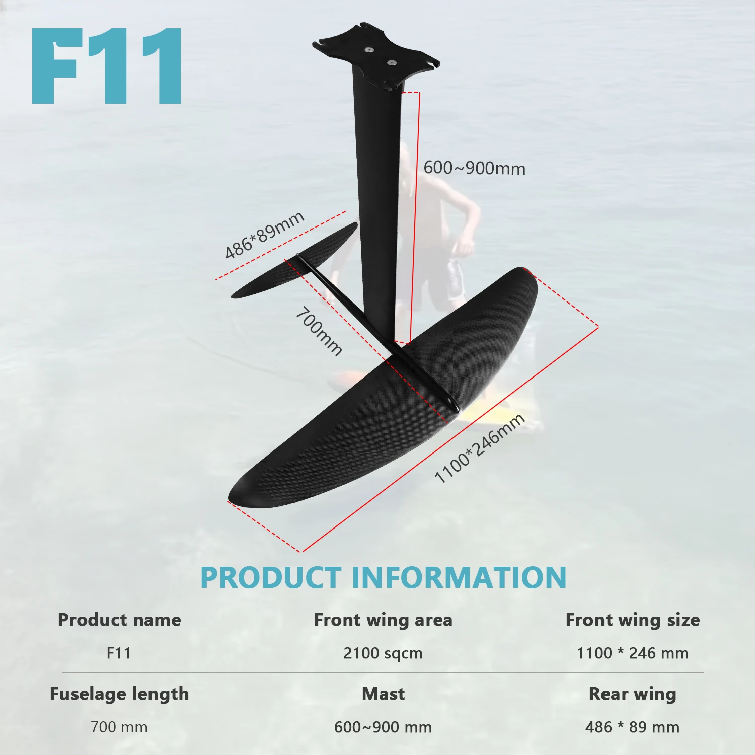 Wholesale  F11 Beginner Surfing Aluminum Mast Wing Efoil Surfboard Water Play Wingfoil Kitesurf Foil For surfing Hydrofoil