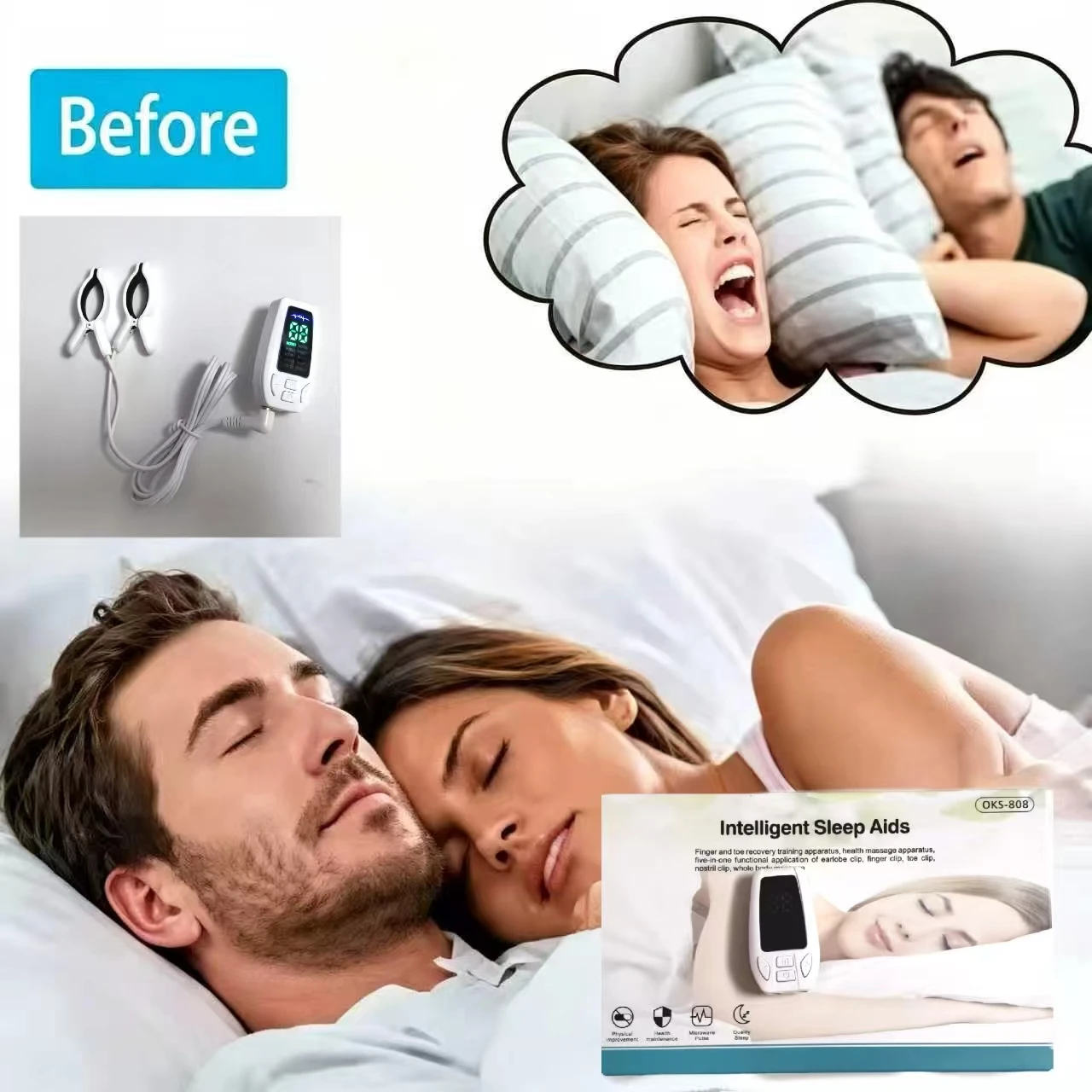 Clinical Grade CES Vagus Nerve Stim Clip, Alpha Brain Wave Therapy for Fast Deep Sleep Relieve Insomnia Anxiety Depression
