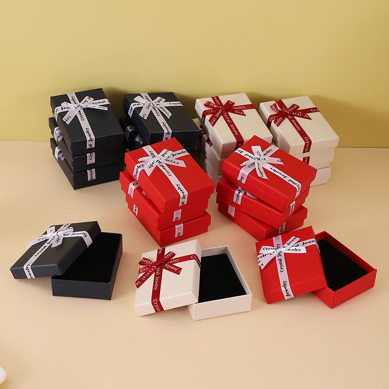 12 قطعة Bowknot صندوق مجوهرات القرط مجوهرات المنظم قلادة صندوق تخزين منظمو الورق تخزين عرض المجوهرات هدية