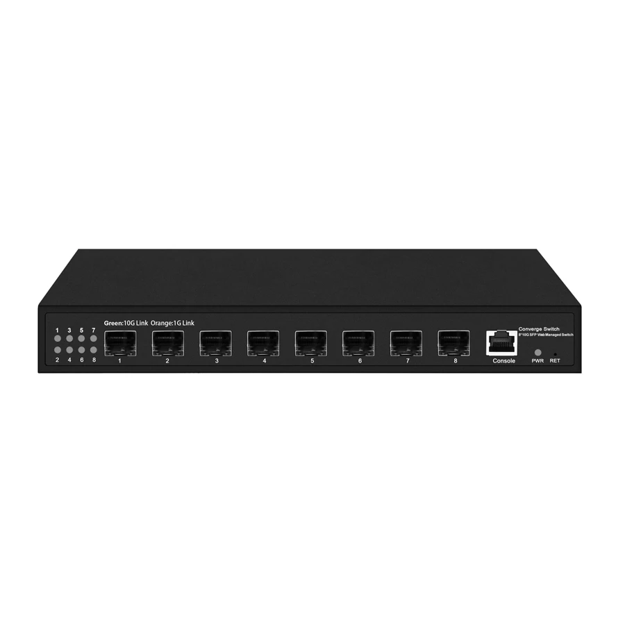 Switch Gigabit SFP 10 a 8 porte Switch gestito dal web switch di rete di convergenza ottica DC12V 2A