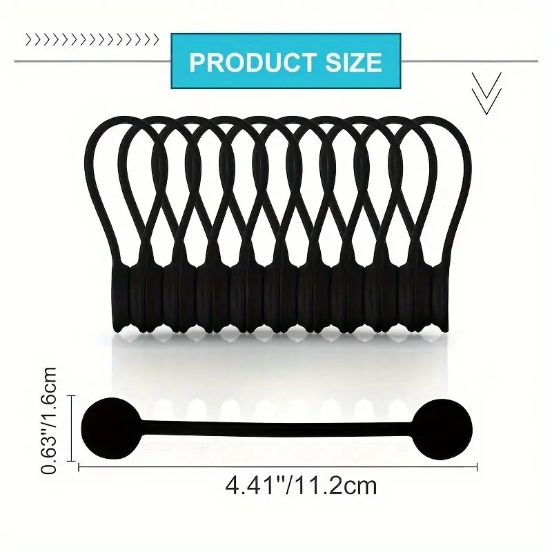 10Pcs Magnetic Cable Clips, Black Silicone Cable Organizer, Reusable Cord Ties for Home Office Kitchen