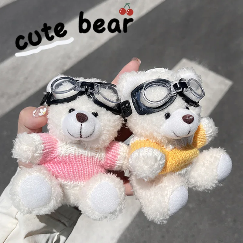 Creative Small Bear Keychain Plush Brown Bear With Clothes Cartoon Panda Doll Keychain For Bag Pendant Couple Keyrings Gifts