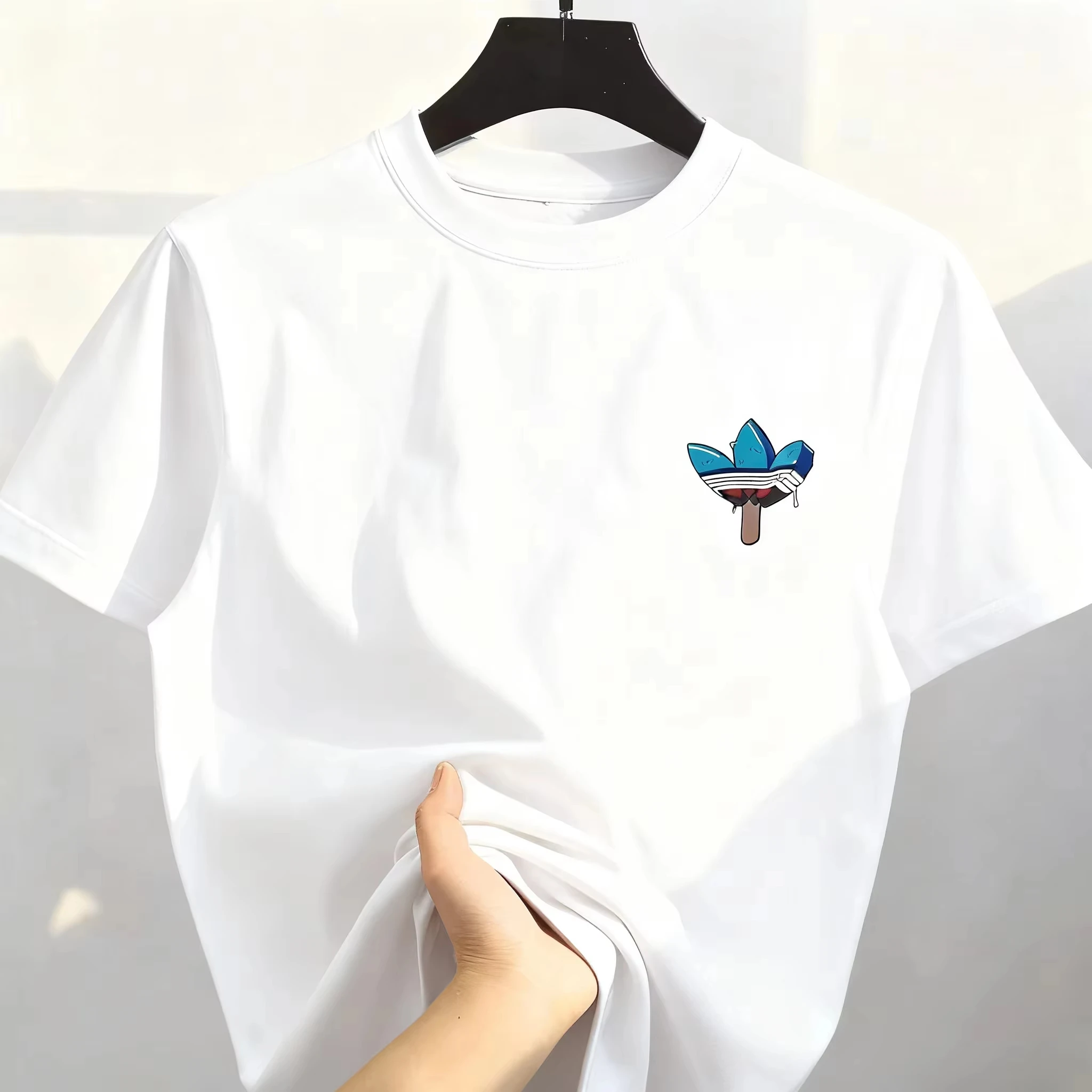 2026 Best-selling Korean Street Pure Cotton Cartoon Printed Round Neck Heavy Men's and Women's Short-sleeved Leisure T-shirt