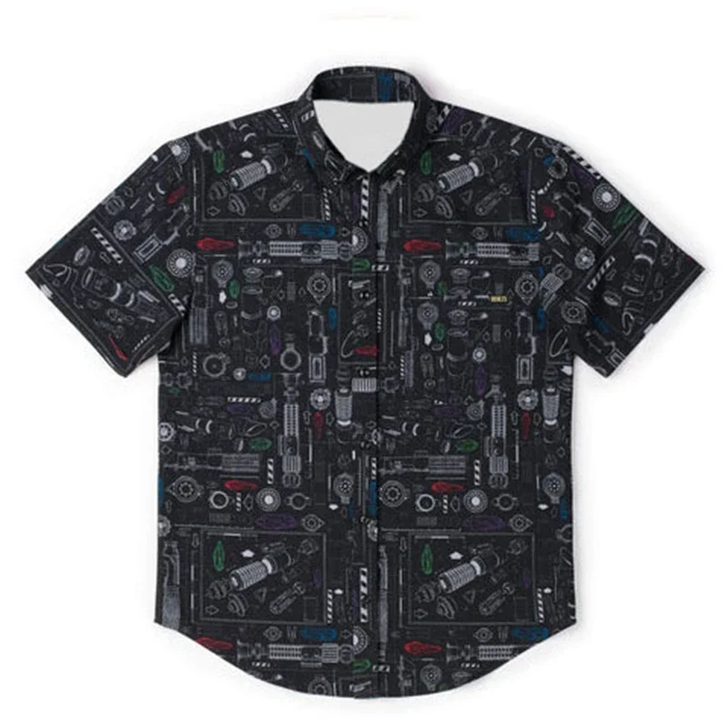 Camisa Casual de Manga Corta para Hombre, Estilo Hawaiano, con Estampado de Star Wars, Moda Urbana Vintage