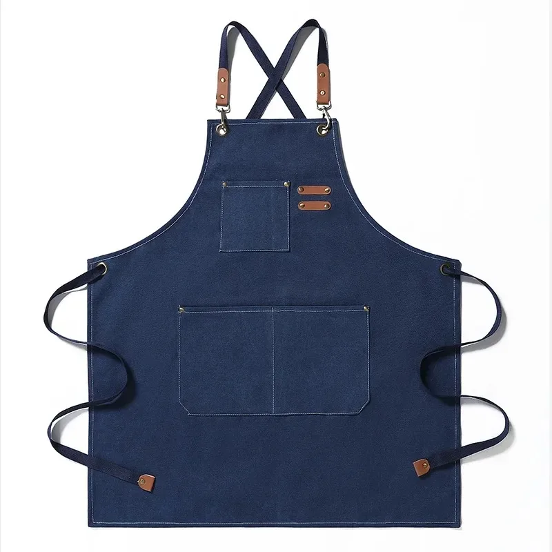 New Stylish Canvas Kitchen Aprons for Both Women & Men - Ideal Chef Workwear for Grills, Restaurants, Bars, Cafes, Beauty & Nail