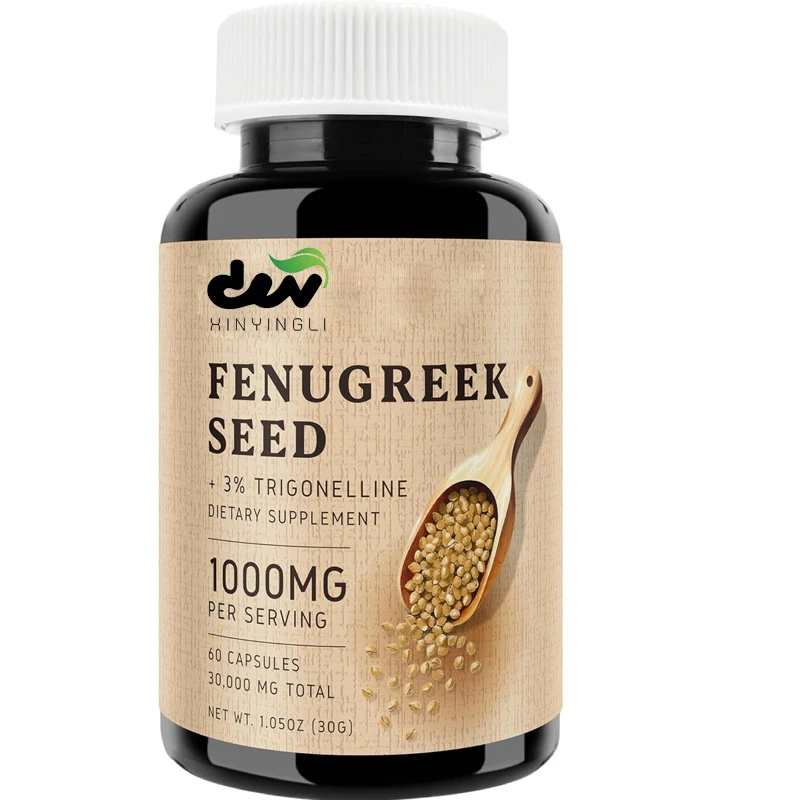 Cápsulas de fenogreco 1000 miligramos por porción, semillas de fenogreco de 60 quilates, suplementos de comodidad digestiva para hombres y mujeres