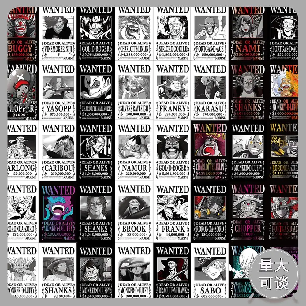 One Piece Wanted Order Complete Set Cartoon Cute 56pcs Stickers 2D DIY Decoration Stickers Cards Animation Peripherals Wholesale view 6