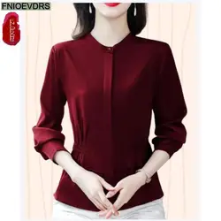 Office Lady Shirts 2023 Fall Autumn Basic Wear Work Women French Design Solid Long Sleeve Button Shirt Purple Tops Blouses