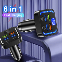 200 6 in 1 USB C Car Phone Charger Type C Adapter in Car For iPhone Samsung Huawei Xiaomi 6Ports Car Charger Fast Charging