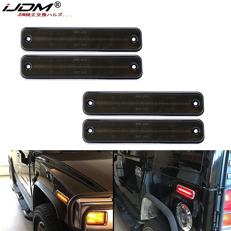 iJDM Amber/Red Full LED Side Marker Light For 2003-2009 Hummer H2 Turn Signal Light LED,Replace OEM For Hummer Sidemarker Lamps