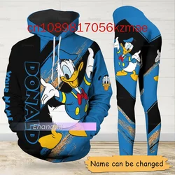 New Donald Duck Hoodie Women's Hoodie Set Mickey Yoga Pants Sweatpants Women's Disney Yoga Hoodie Leggings Fashion Tracksuit