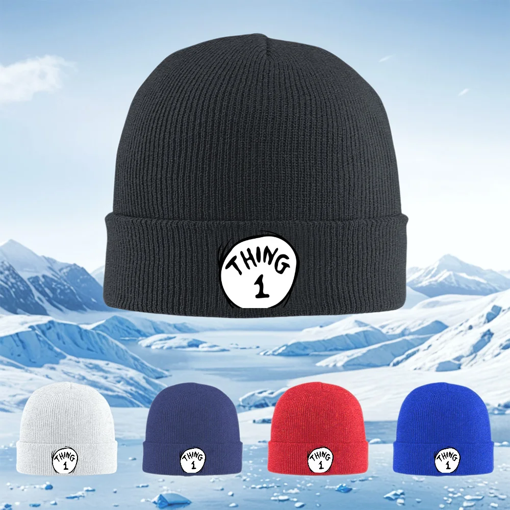 شيء 1 تصميم أسود أبيض للرجال والنساء للجنسين قبعة محبوكة قبعة صوفية قبعة شتوية حرارية دافئة لعيد الميلاد وركوب الدراجات في الهواء الطلق والمشي لمسافات طويلة