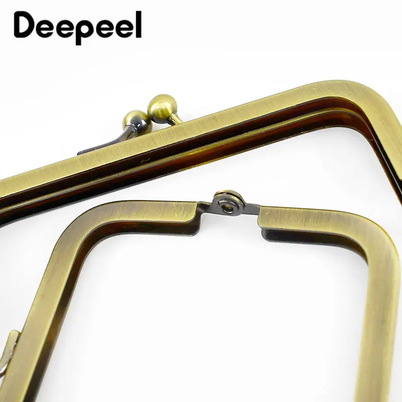 Deepeel-mango cuadrado de Metal liso para bolso, marco de bolso, soportes de costura, cierre de beso, accesorios, 8,5/10,5/15/18,5 cm, 2/5 Uds.