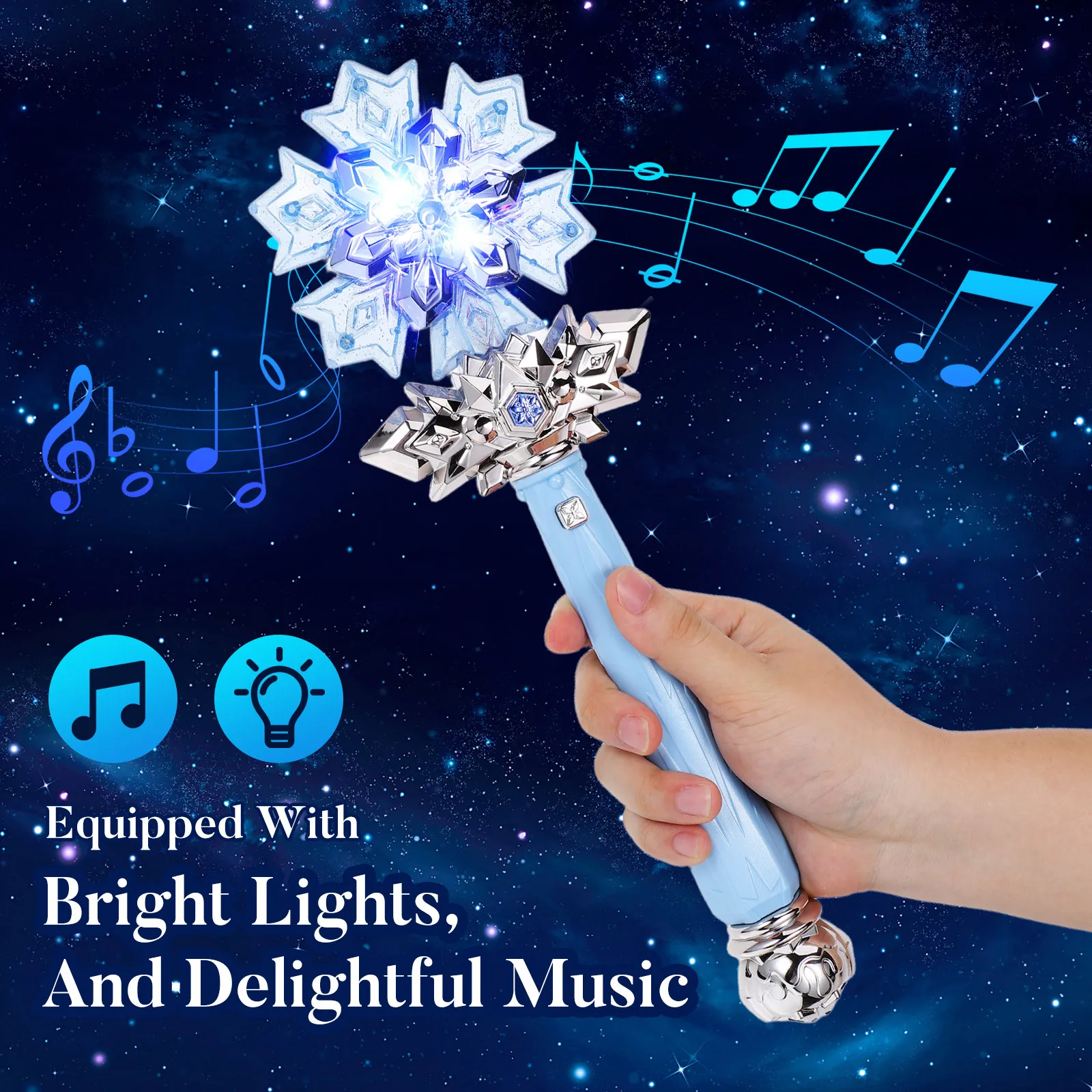 Up Wand for Kids Sensory Toy Glow Snowflake Princess Wand with Sound Halloween Stocking Stuffer
