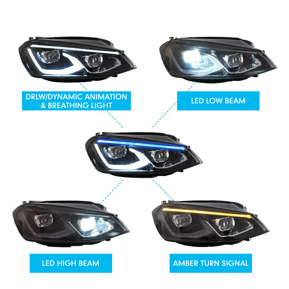 Pair of Car Styling Car Headlight Assembly For VW GOLF 7 2014-2017 Head Lamp Car Tuning Light Accessories Parts Plug And Play