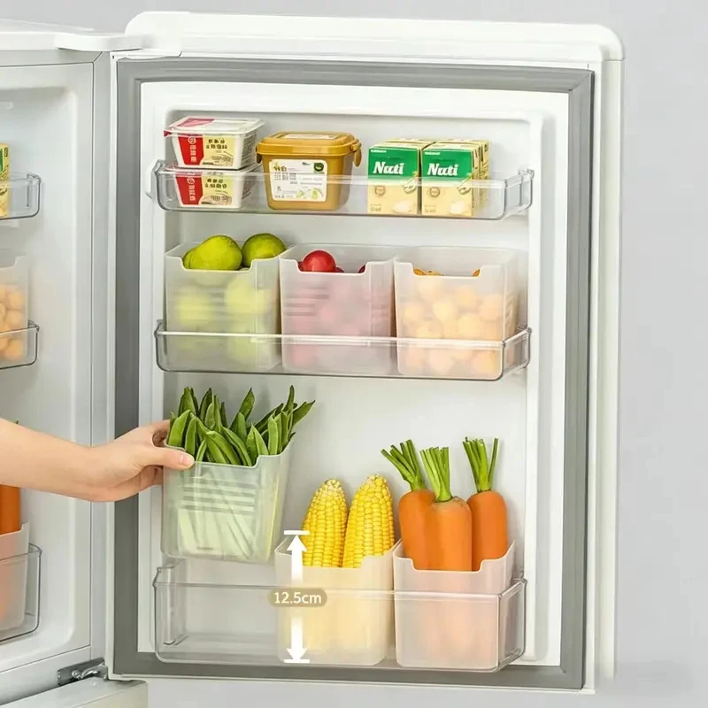 1/2/3/4/5/6Pcs Refrigerator Side Door Storage Box Kitchen Organizer Fresh Keeping Food Container Sorting Box For Fridge Door