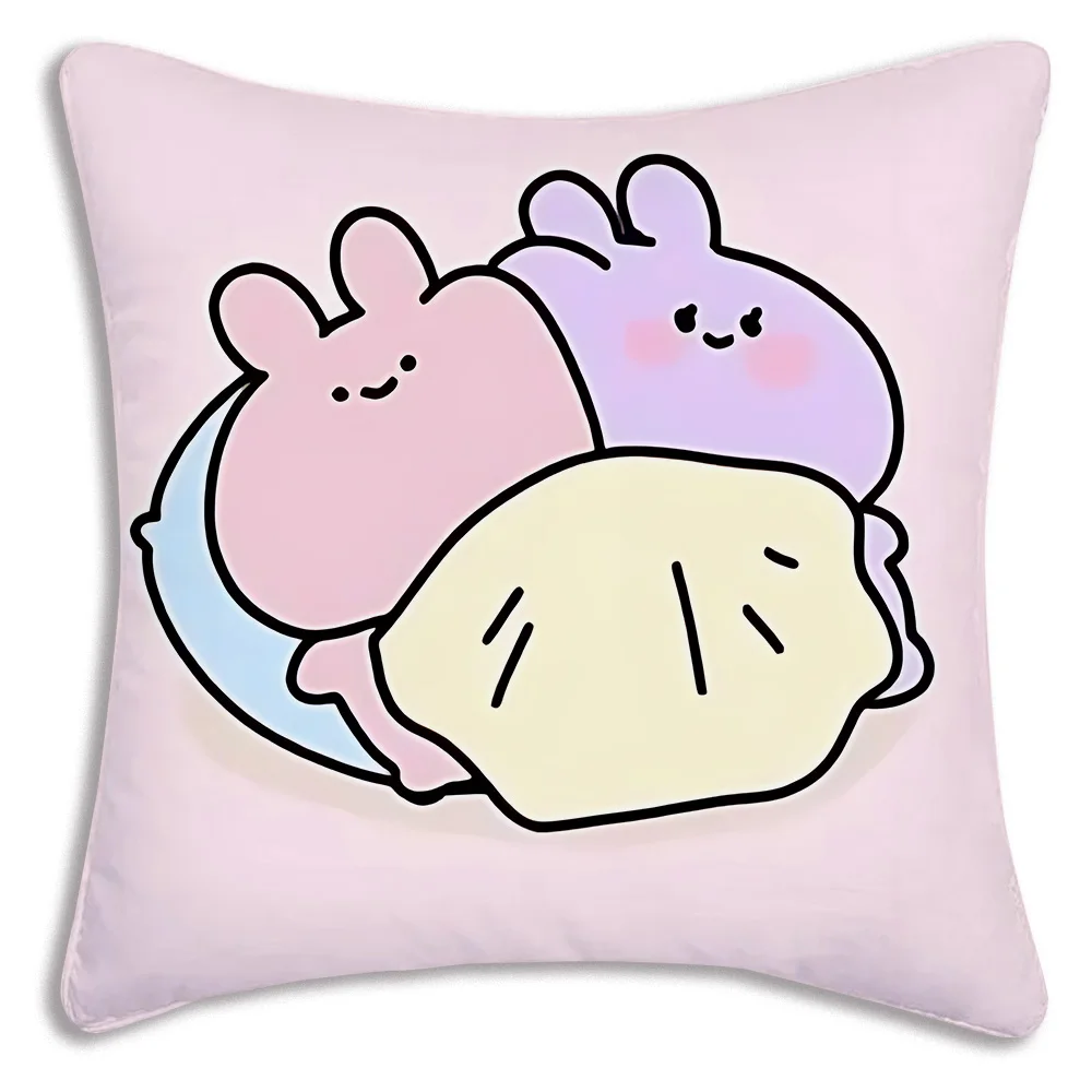 Pillow Covers Cartoon Asamimichaan Asleep Cute Asamimi Sofa Decorative Home Double-sided Printing Short Plush Cute Cushion Cover