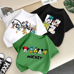 Letnie dzieci Cartoon wiosna bawełniana koszulka 2023 chłopiec dziewczyna dla dzieci, z nadrukiem Minnie kaczor Donald Mickey Mouse słodkie ubrania T-shirt