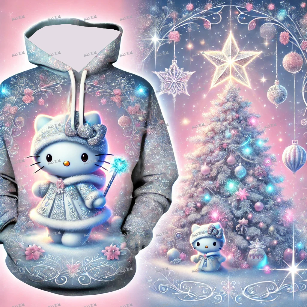 

HelloKitty Christmas Graphic Women's 3D Print Hoodie Casual Lovely Hoodies Sport Sweatshirt For Autumn & Winter Pullovers