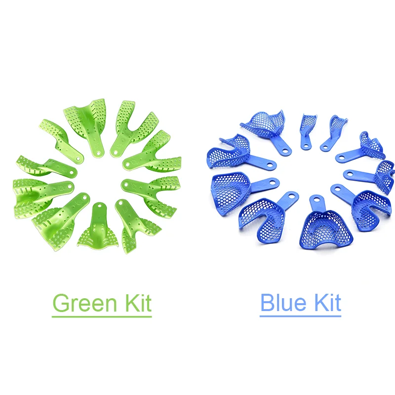 

10PCS/Kit Dental Impression Tray Oral Plastic Steel Mouth Tray Dental Perforated Teeth Tray Dentist Denture Trays for Oral Care