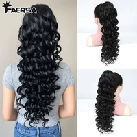 Extensión de cola de caballo con cordón sintético de 24 pulgadas para mujer, extensiones de cabello con cola de caballo esponjosa y rizada Afro larga para uso diario