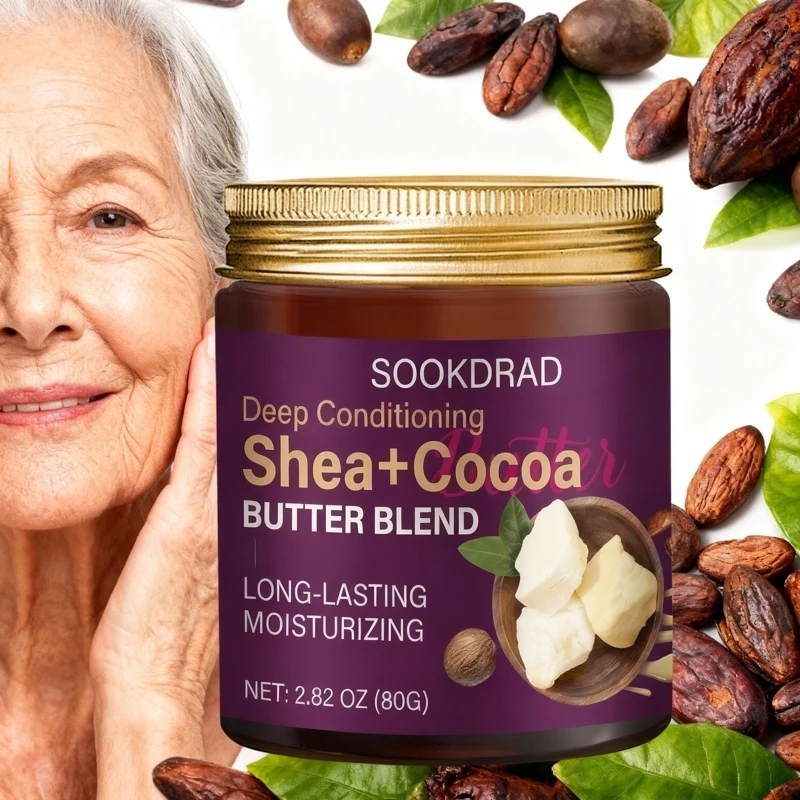 Mezcla de Manteca de Karité y Cacao, nutrición profunda, hidratación duradera, para partes del cuerpo secas, unisex, 80g para uso diario, para todo tipo de piel
