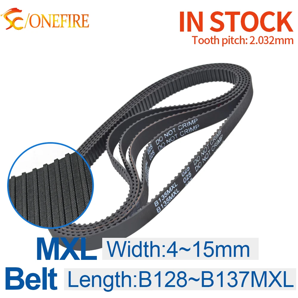Onefire Mxl Timing Belt B128/129/130/131/132/133/134/135/136/137MXL Belt Width 4~15Mm Synchronous Rubber Pitch 2.032Mm For Cnc