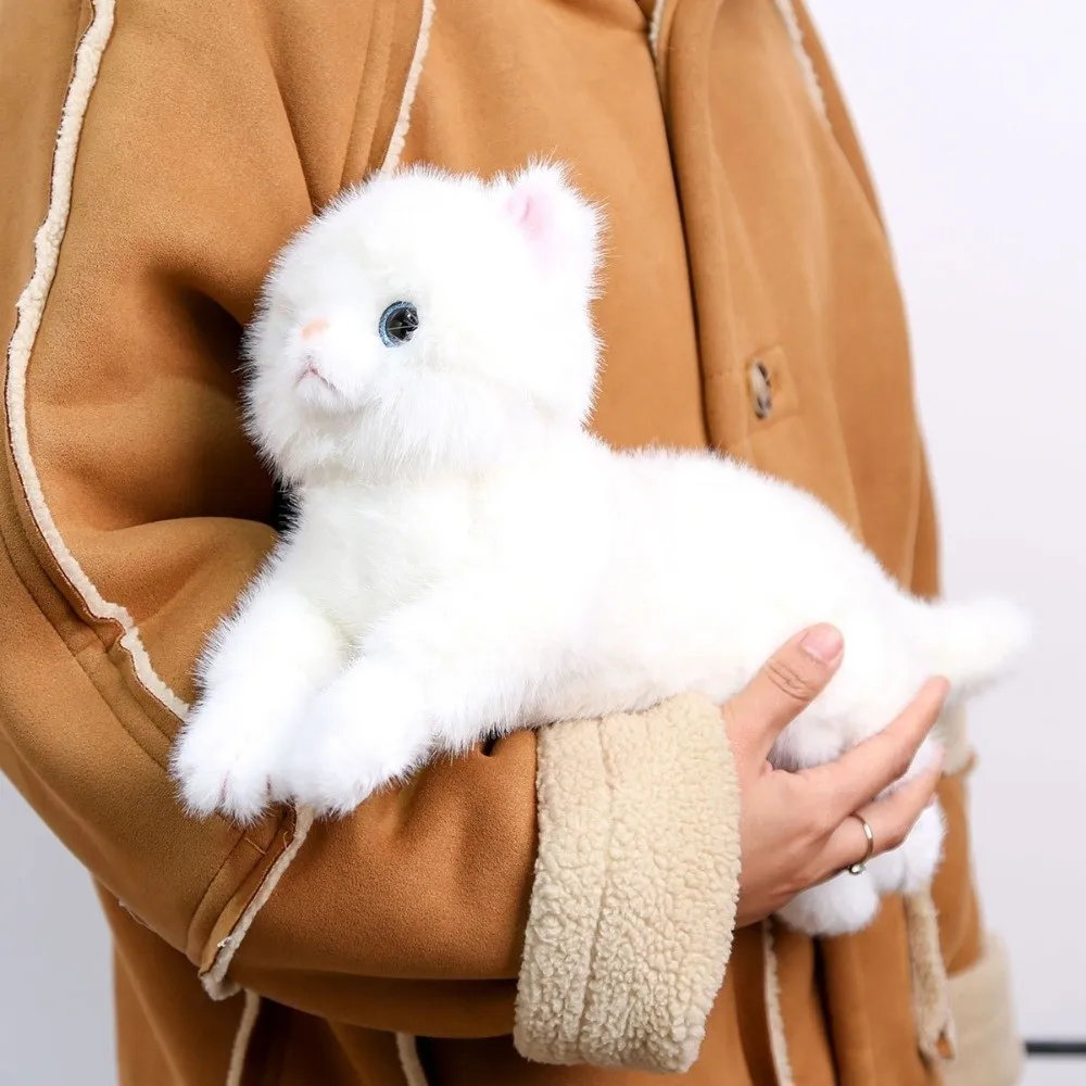 Cute Soft Fluffy Simulation Cat Lying Posture Cuddly Cat Kitten Model Realistic Animal Room Decor