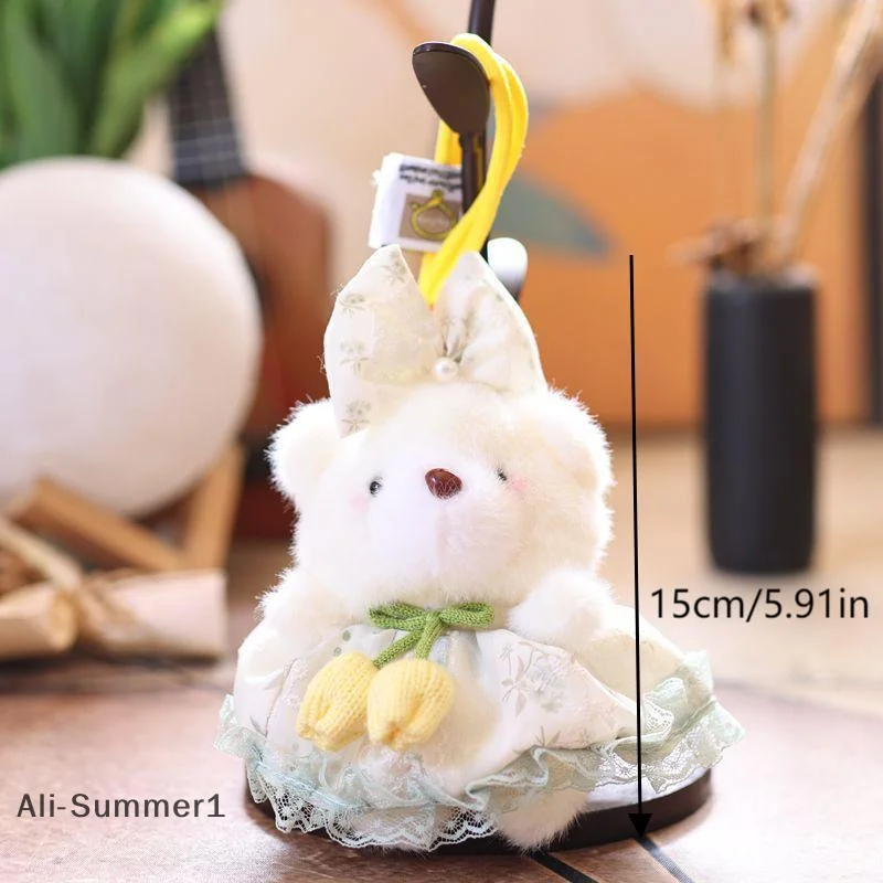 พวงกุญแจตุ๊กตาหมีกุหลาบน่ารัก ของเล่นตุ๊กตาการ์ตูนน่ารัก ของตกแต่งกระเป๋าเป้สะพายหลัง ของขวัญสำหรับเด็กผู้หญิง