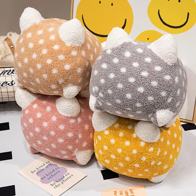 20/30CM cuscino per gatti modello a pois bambole Super morbide per gattini divertenti giocattoli rilassanti per bambini colore dei cartoni animati di Macaron ragazze ragazzi regali