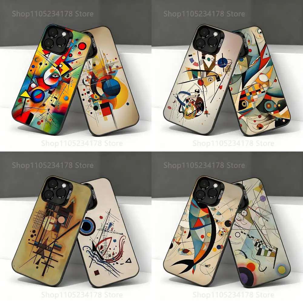 

W-Wassily Kandinsky Abstract Artistic Phone Case For iPhone 17,16,15,14,13,12,11,Pro,Max,Plus,E,Air,Mini Black Tpu IMD Cover