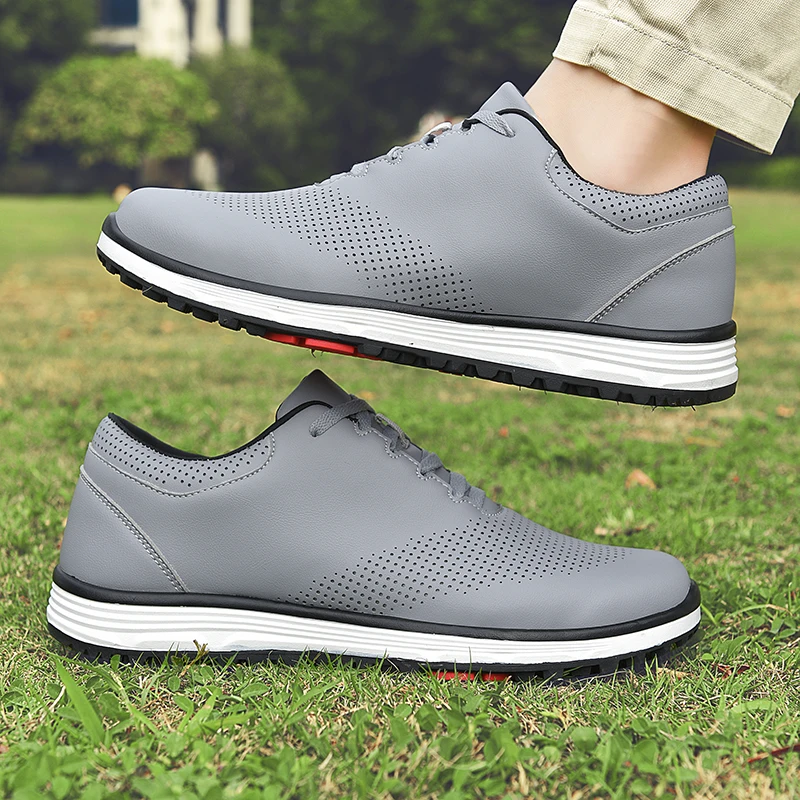 New Leather Golf Shoes for Men White Gray Women Sport Golfing Sneakers Good Quality Unisex Golf Sport Sneakers