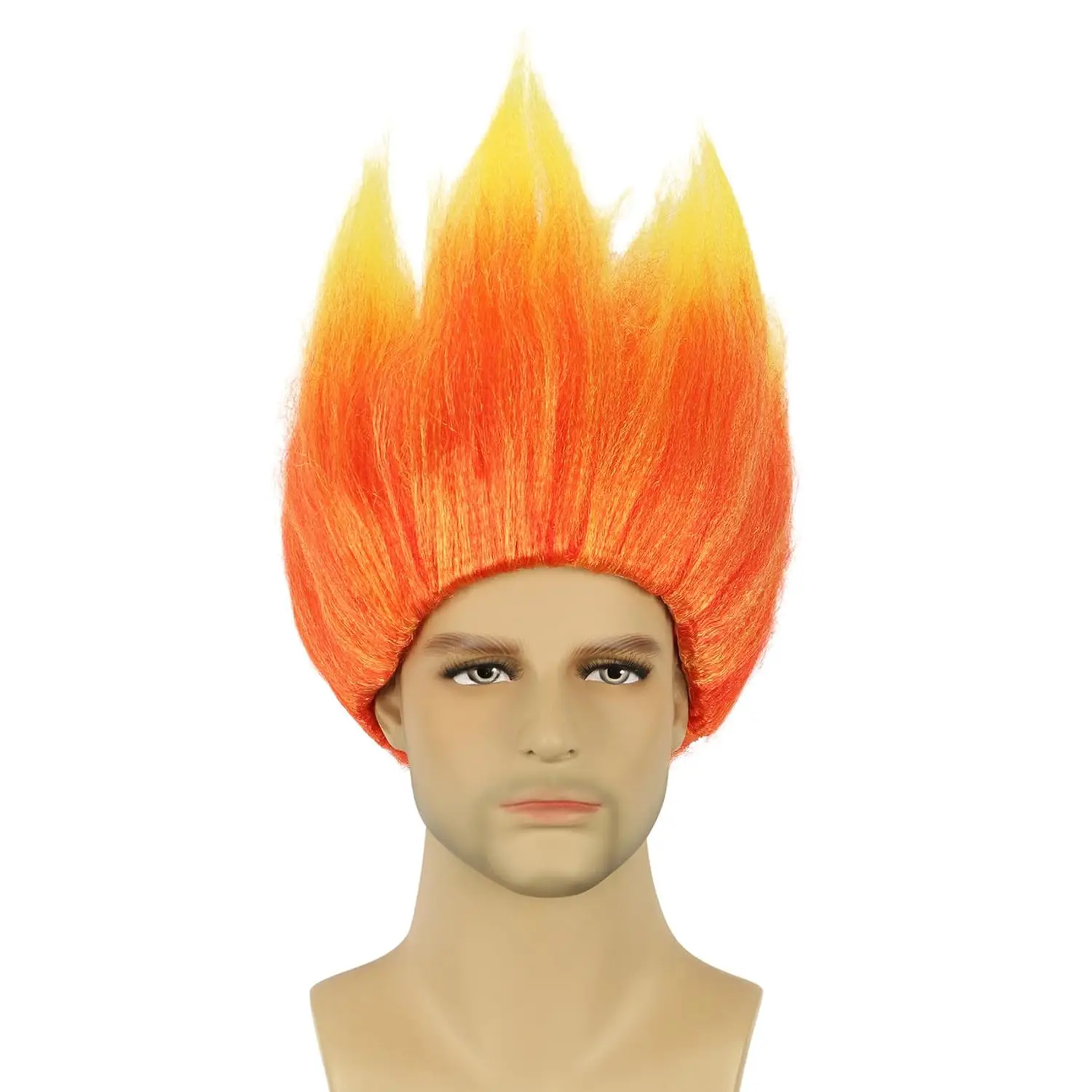 inside out Anger Fire Wig Short Orange Wig Men Cosplay Wigs Heat Resistant Synthetic Halloween Costume Party