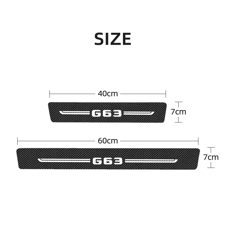 Carbon Fiber Car Door Sill Protector Film Scuff Plate Threshold Stickers Water-proof for Mercedes Benz G63 Logo Auto Decoration