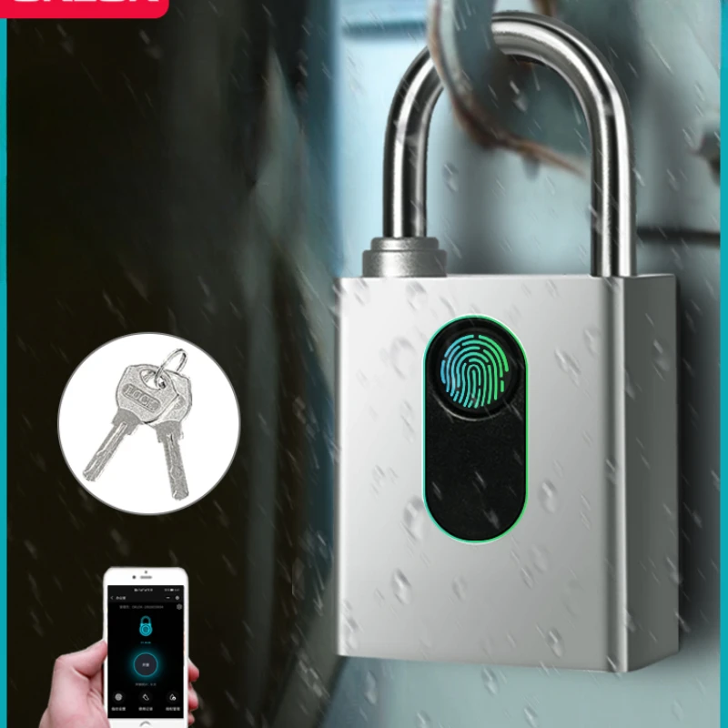 

Warehouse entrance fingerprint padlock, outdoor waterproof, household courtyard iron door, intelligent password lock with key