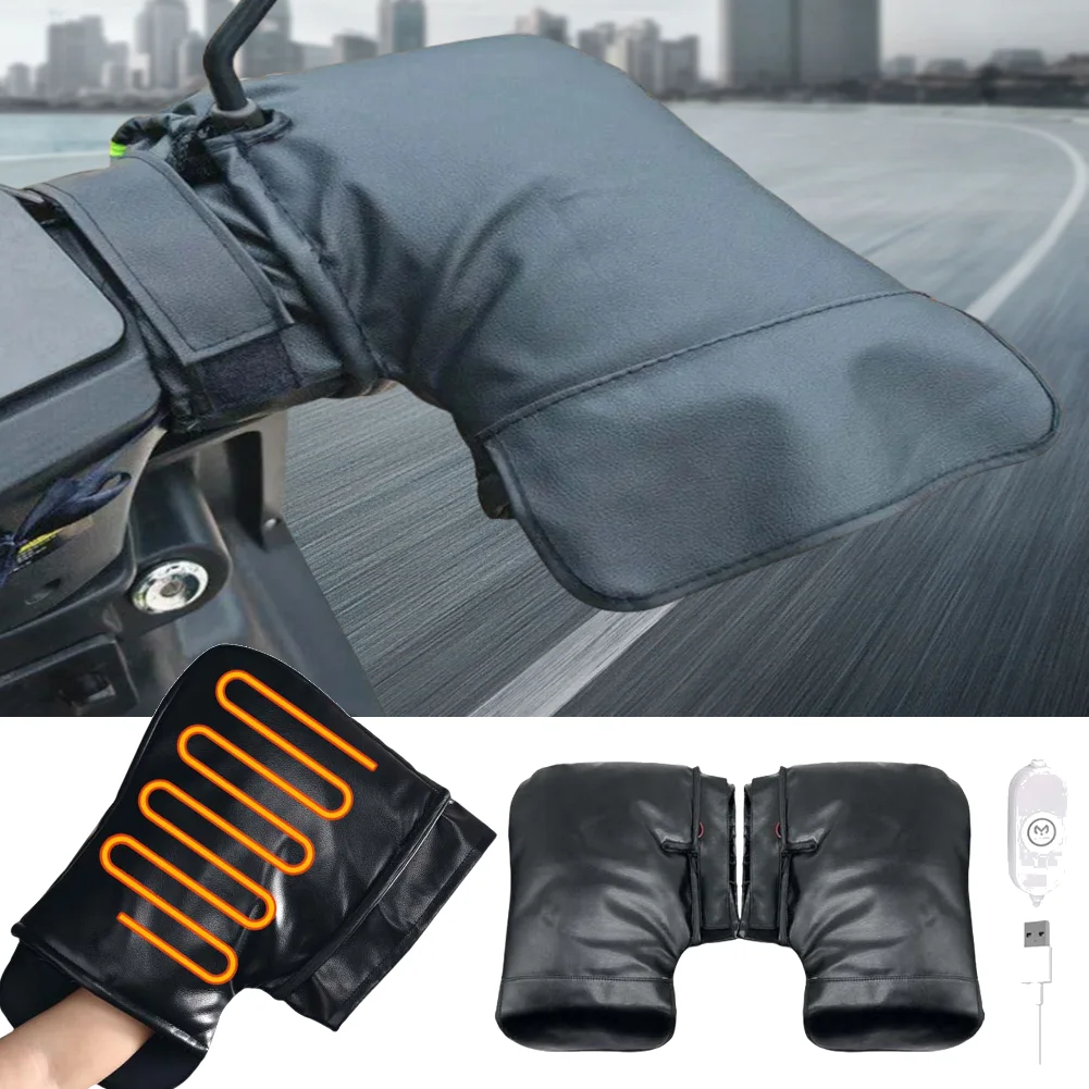 

Motorcycle Heated Handlebar Muffs Waterproof Motorbike Heated Handle Grip Gloves USB Charging for Bicycle MTB Motorcycle Scooter