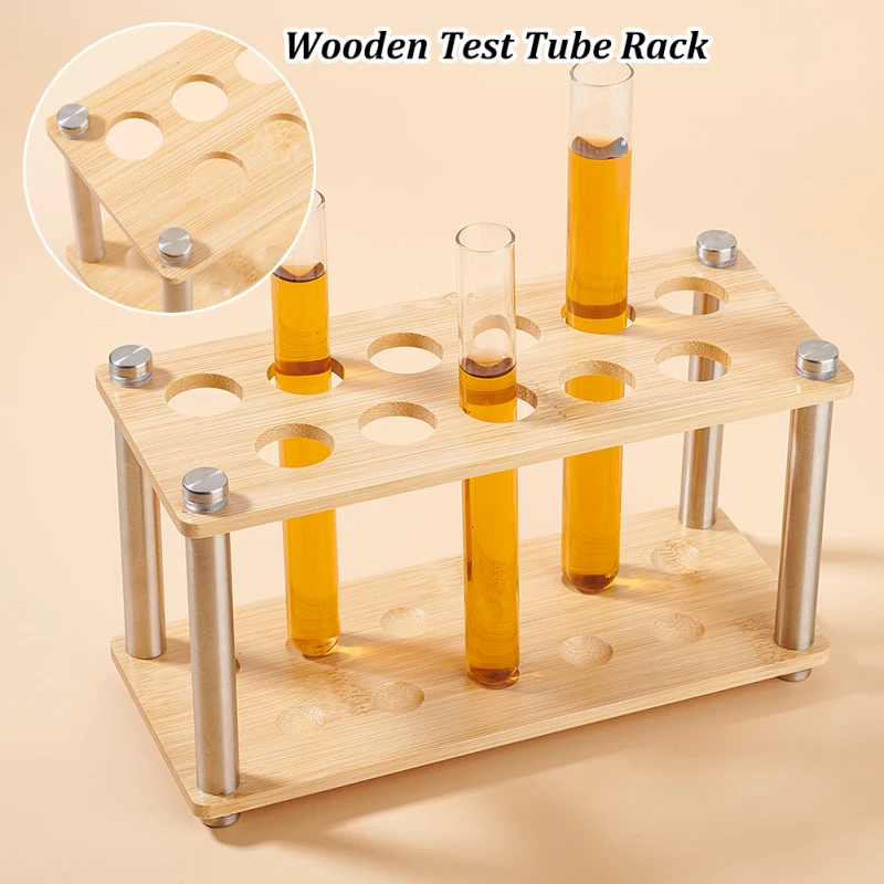 1 Set Bamboo Test Tube Rack  Lab Test Tube Holder for Test Tubes Lab Test Tube Rack for Scientific Experiments Wood Spice Rack